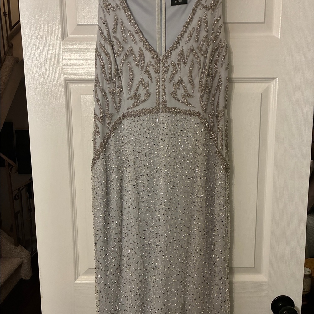 Adrianna Papell Light Blue/Silver Sequin Dress